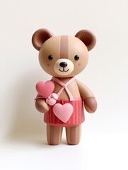 Beautiful and exquisite chocolate bear, decorated with desserts and cakes