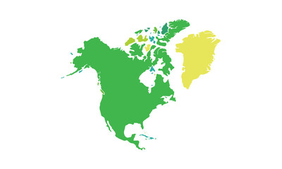 Map of north america isolated modern colorful style. for website layouts, background, education, precise, customizable, Travel worldwide, map silhouette backdrop, earth geography, political, reports.
