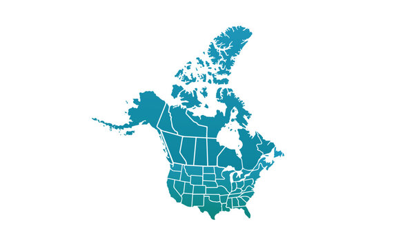 recommend clip art: Map of north america isolated modern colorful style. for website layouts, background, education, precise, customizable, Travel worldwide, map silhouette backdrop, earth geography, political, reports.