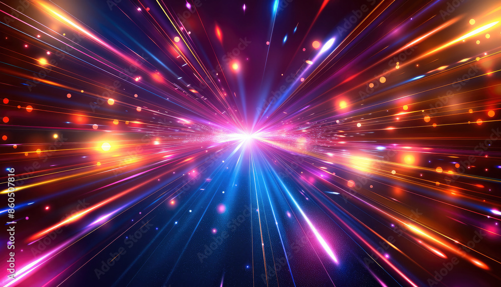 Aufkleber Abstract colorful light rays background vector illustration design with a blur effect. central perspective positioning. Vector abstract speed motion and glowing neon lines background. Generative AI.