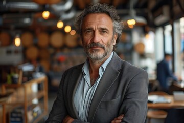 Obraz premium Portrait of a Middle-Aged Man in a Restaurant