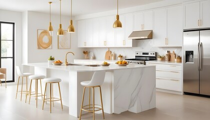 white and gold theme modern interior design