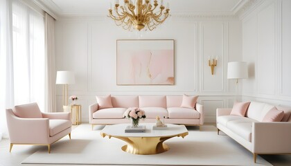 Fototapeta premium white and gold theme modern interior design