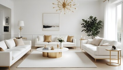 Fototapeta premium white and gold theme modern interior design