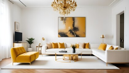 Fototapeta premium white and gold theme modern interior design