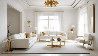 Fototapeta premium white and gold theme modern interior design