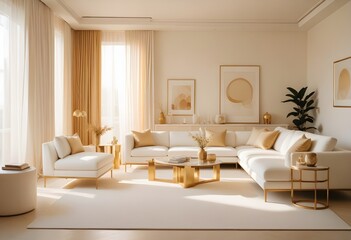 Fototapeta premium white and gold theme modern interior design