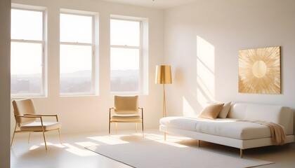 white and gold theme modern interior