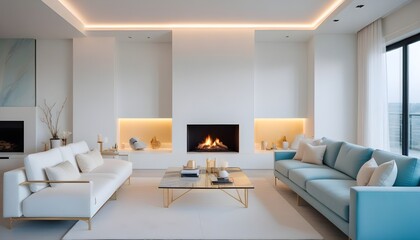 Obraz premium white and gold theme modern interior design