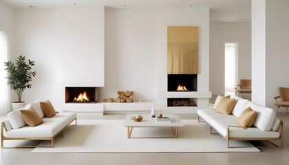 Fototapeta premium white and gold theme modern interior design