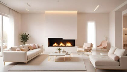 Fototapeta premium white and gold theme modern interior design