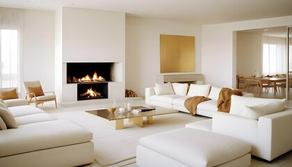 Fototapeta premium white and gold theme modern interior design