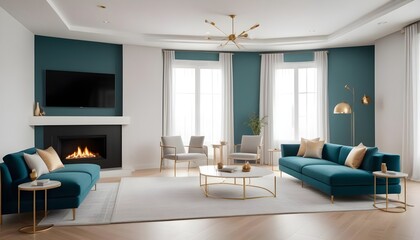 Fototapeta premium white and gold theme modern interior design