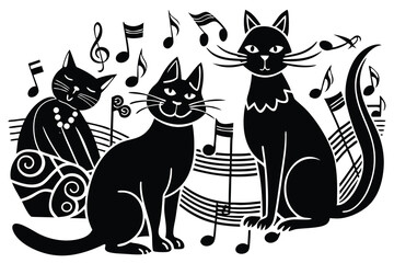 Meow Melodies silhouette vector illustration F