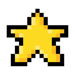 Fototapeta premium Star pixel art isolated on a white background. Vector 8 bit illustration.