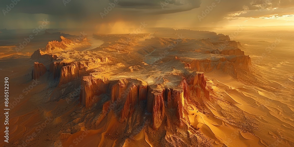 Wall mural Golden Canyon Sunset with Stormy Skies