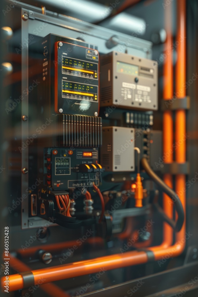 Poster a close-up view of a control panel in a building, suitable for use in a variety of settings includin