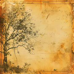 vintage plants paper with trees and flowers,  design grunge. scrap booking backgrounds, wallpapers with trees, plants and flowers.  vintage frame card design with copy space.