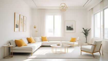 Fototapeta premium white and gold theme modern interior design