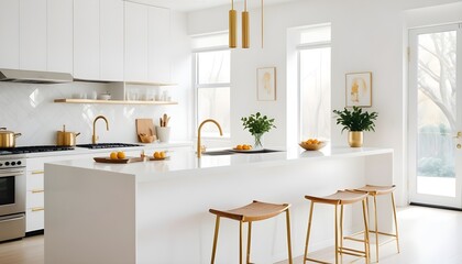 Fototapeta premium white and gold theme modern interior design