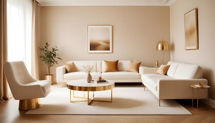 Fototapeta premium white and gold theme modern interior design