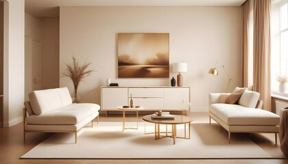 Fototapeta premium white and gold theme modern interior design