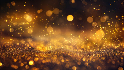 Obraz premium A blurry image of gold and blue sparks with a dark background