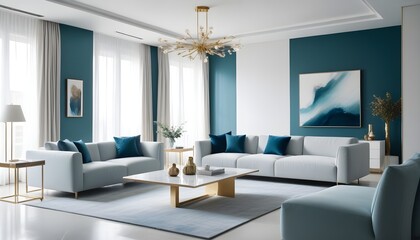 Fototapeta premium white and gold theme modern interior design