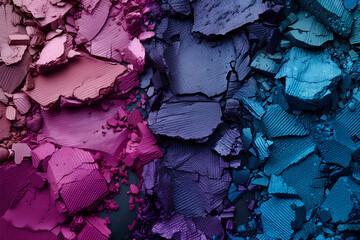 Crushed eye shadow close up, baked eye product background