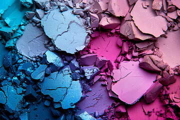 Crushed eye shadow close up, baked eye product background