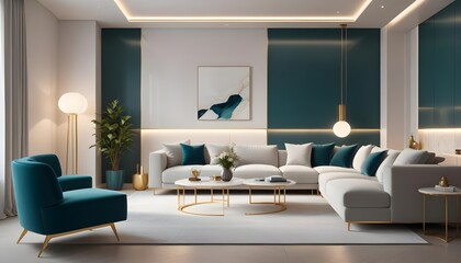white and gold theme modern interior design