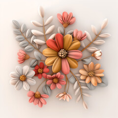 An illustration of  a fall season bouquet made of felt