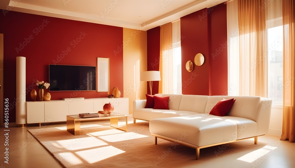 Wall mural white and gold theme modern interior design