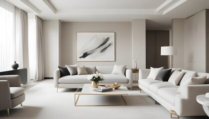 Fototapeta premium white and gold theme modern interior design
