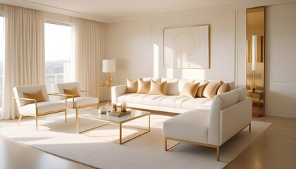 Fototapeta premium white and gold theme modern interior design