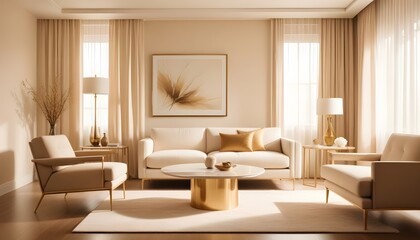 Fototapeta premium white and gold theme modern interior design