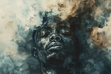 A person lying down with their eyes shut, possibly in meditation or deep sleep
