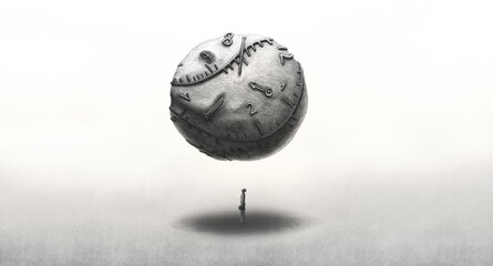 Time concept art. surreal clock. conceptual artwork.