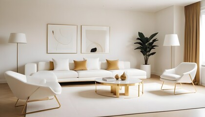 white and gold theme modern interior design