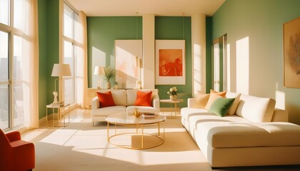 Fototapeta premium white and gold theme modern interior design