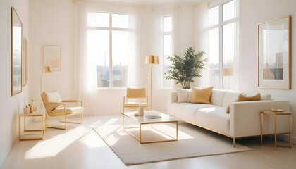 white and gold theme modern interior design