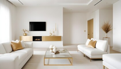 Fototapeta premium white and gold theme modern interior design