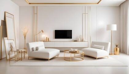 white and gold theme modern interior design