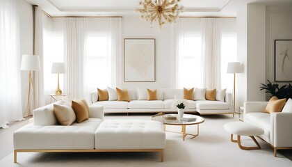 white and gold theme modern interior design