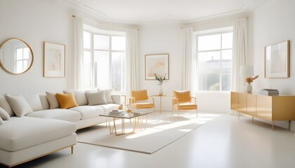 Fototapeta premium white and gold theme modern interior design