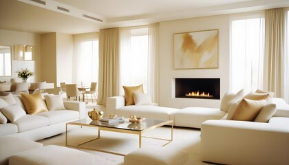 Fototapeta premium white and gold theme modern interior design