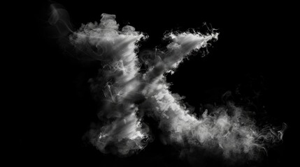 A black and white image of smoke forming the letter X, suitable for use in designs or illustrations where a minimalist aesthetic is desired