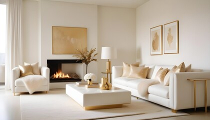 white and gold theme modern interior design