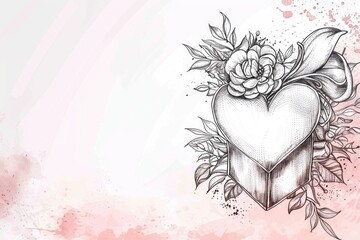 A colorful illustration of a heart surrounded by flowers, ideal for romantic or sentimental purposes