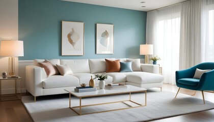 Fototapeta premium white and gold theme modern interior design